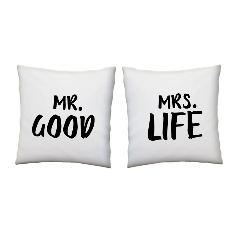 Zestaw Dwóch Poduszek MR. GOOD MRS. LIFE